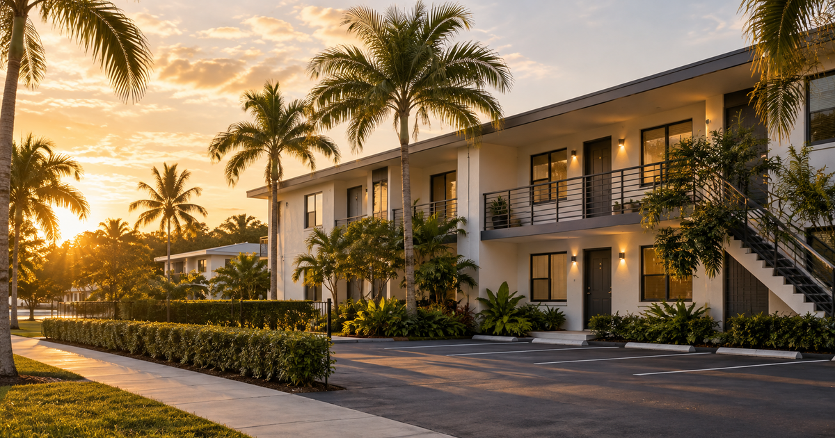 South Florida multifamily property at sunset