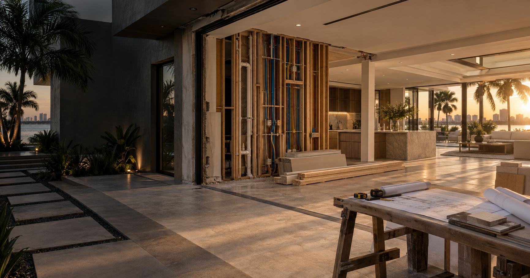 South Florida home renovation with coordinated framing, electrical and plumbing work